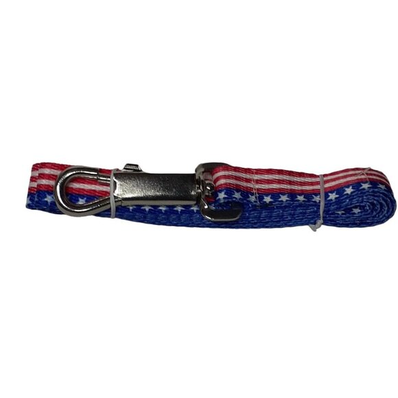 Dog Leash Patriotic Red White Blue Stars Stripes 4th of July .75" Wide - Picture 6 of 7